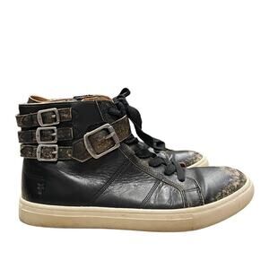 FRYE Boy's Dylan Strap Distressed Leather High Top Sneakers Size 5 (EU 36)